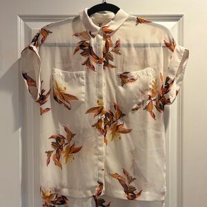 a new day Women's Floral Blouse - Cream and Orange